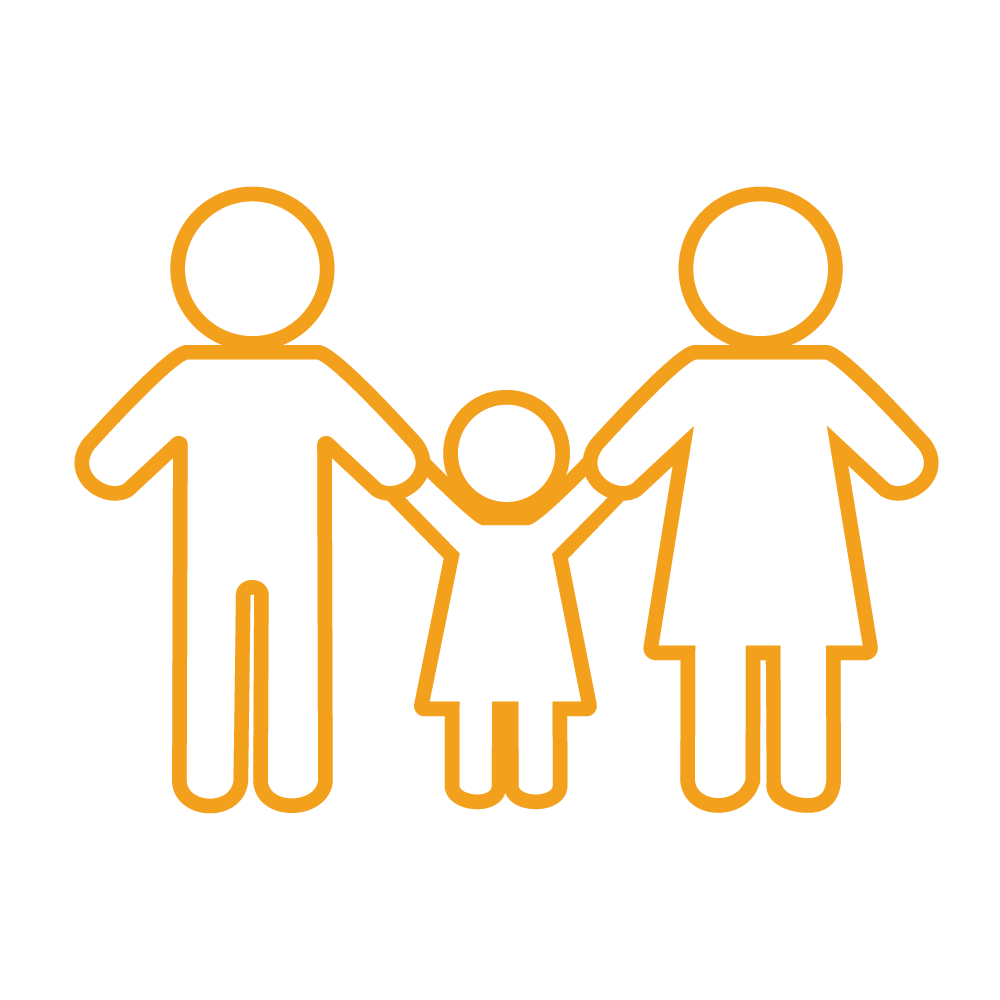 wireframe icon of a small family