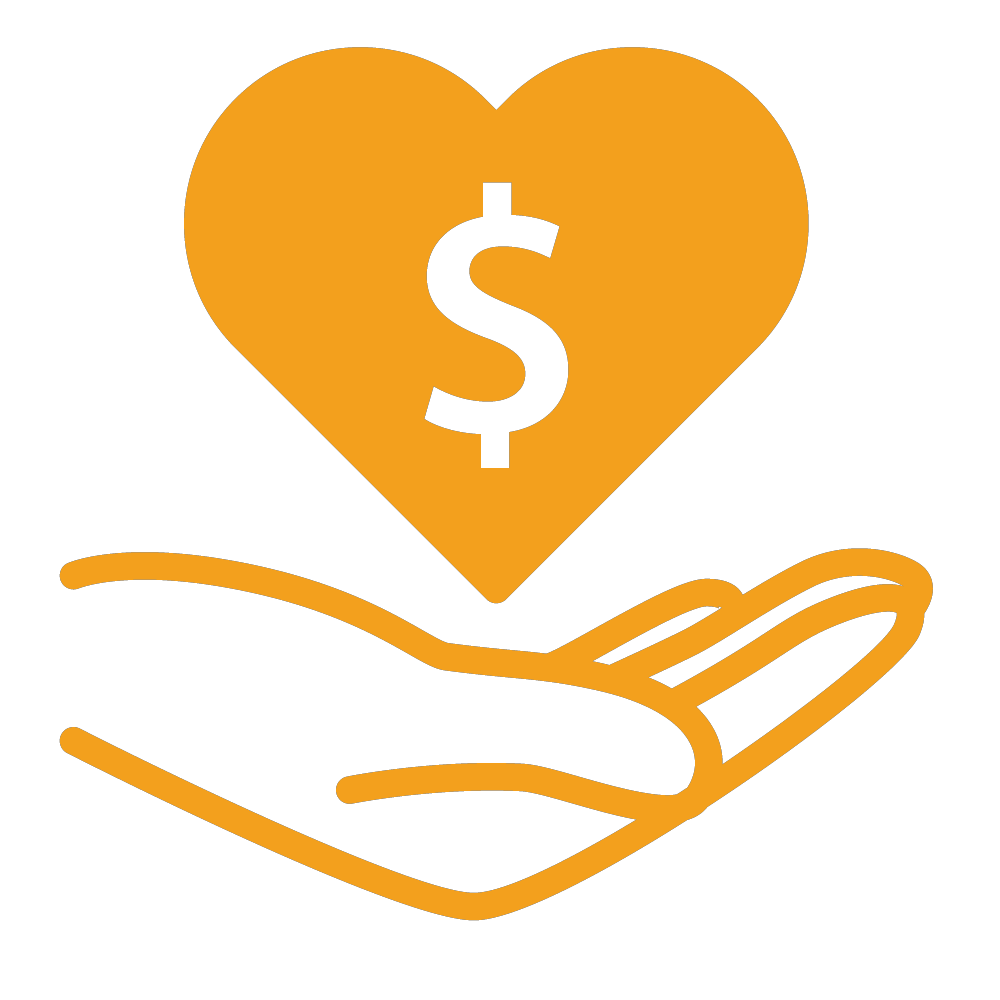Fundraising image of hand holding a heart 